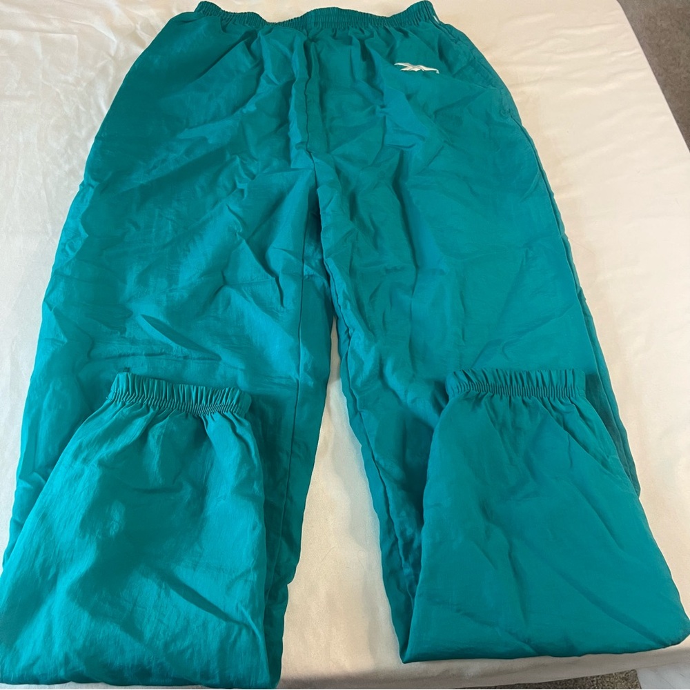 Vintage Reebok Teal‎ Track Pants with zipper detail Size Large - Picture 2 of 7